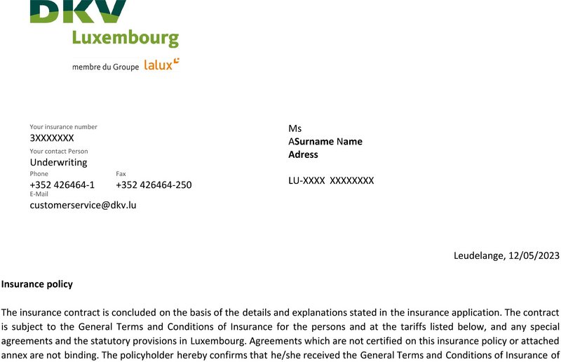 Lettre DKV en exemple en anglais – transparence des démarches santé